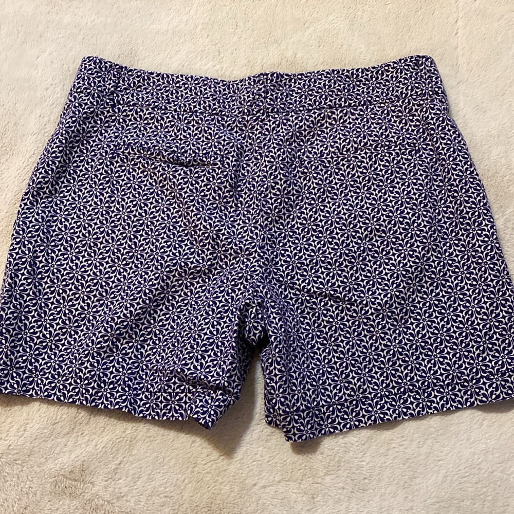 LOFT Blue and White Bermuda Shorts Tailored Cotton Blend - Picture 3 of 5
